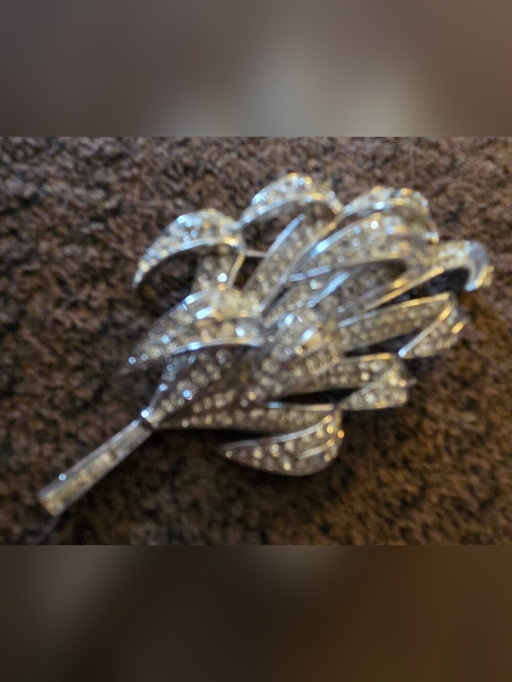 Vintage Silver-Tone Rhinestone Floral Brooch
